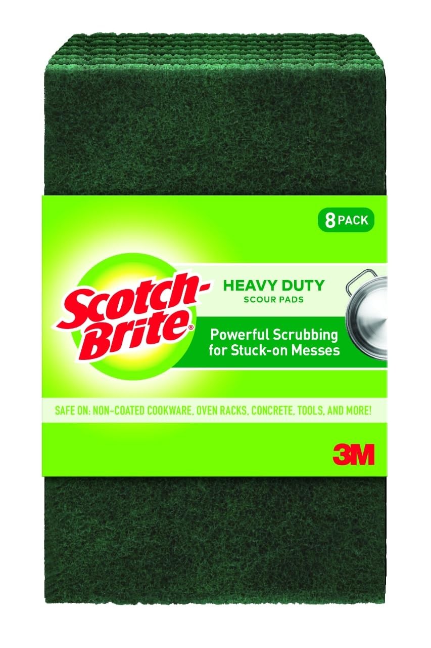 Heavy Duty Scouring Pad, Dish Scrubber for Kitchen + Outdoor, 8 Scrub Pads fo…