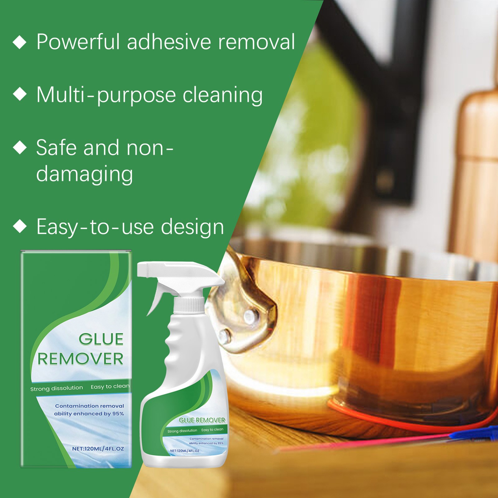 Adhesive Glue Remover Spray for Sticker Tape Residue, 120ml Heavy Duty Cleaner