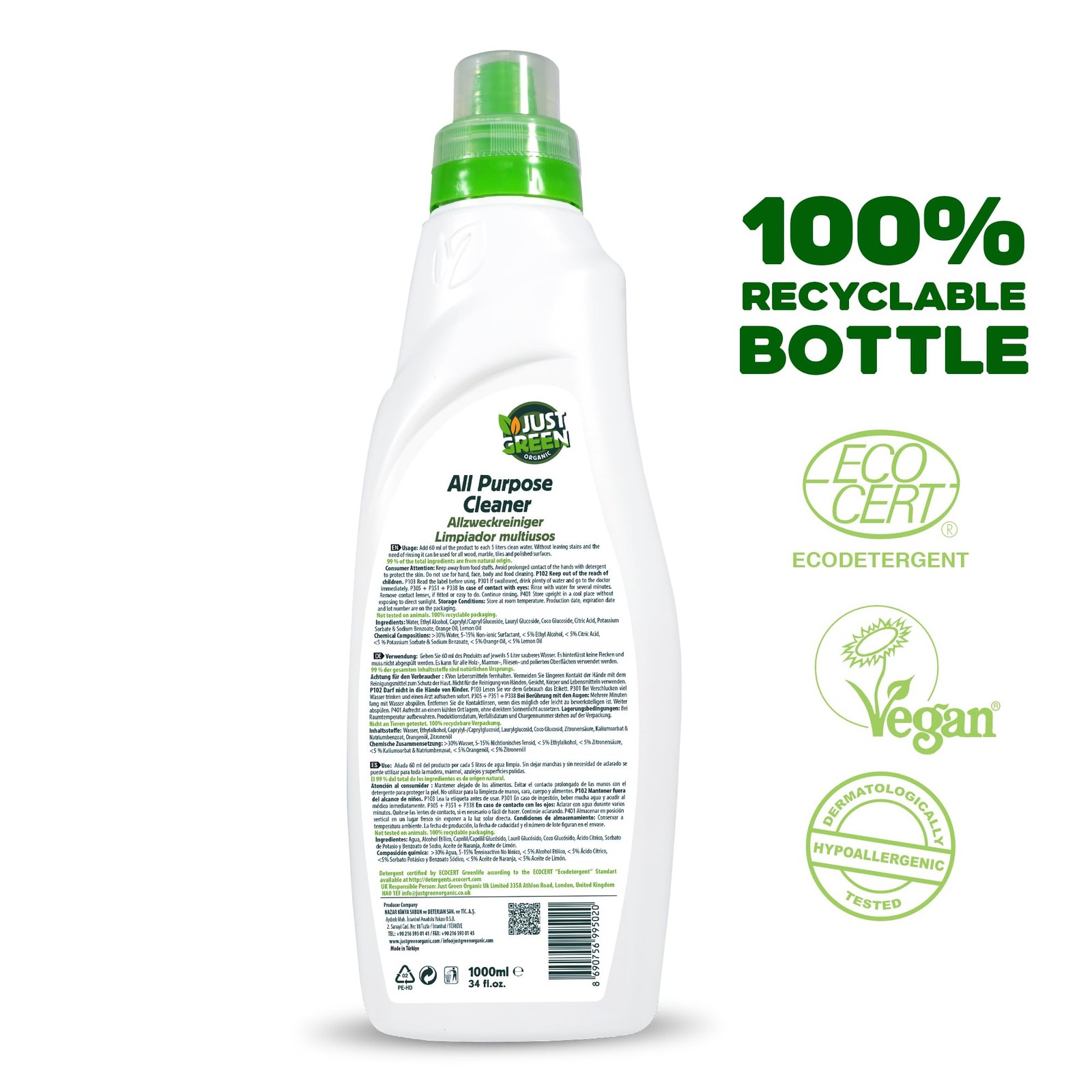 All Purpose Cleaner Spray, Plant-Based Multi-Surface Cleaner, Non-Toxic, Hypo…