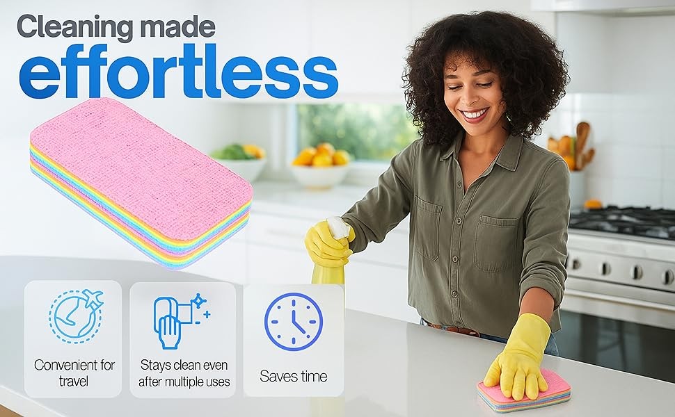 LEAVAQ Peelable Microfiber Sponges 4 Pack – 12-Layer Tear Away PVA Cleaning