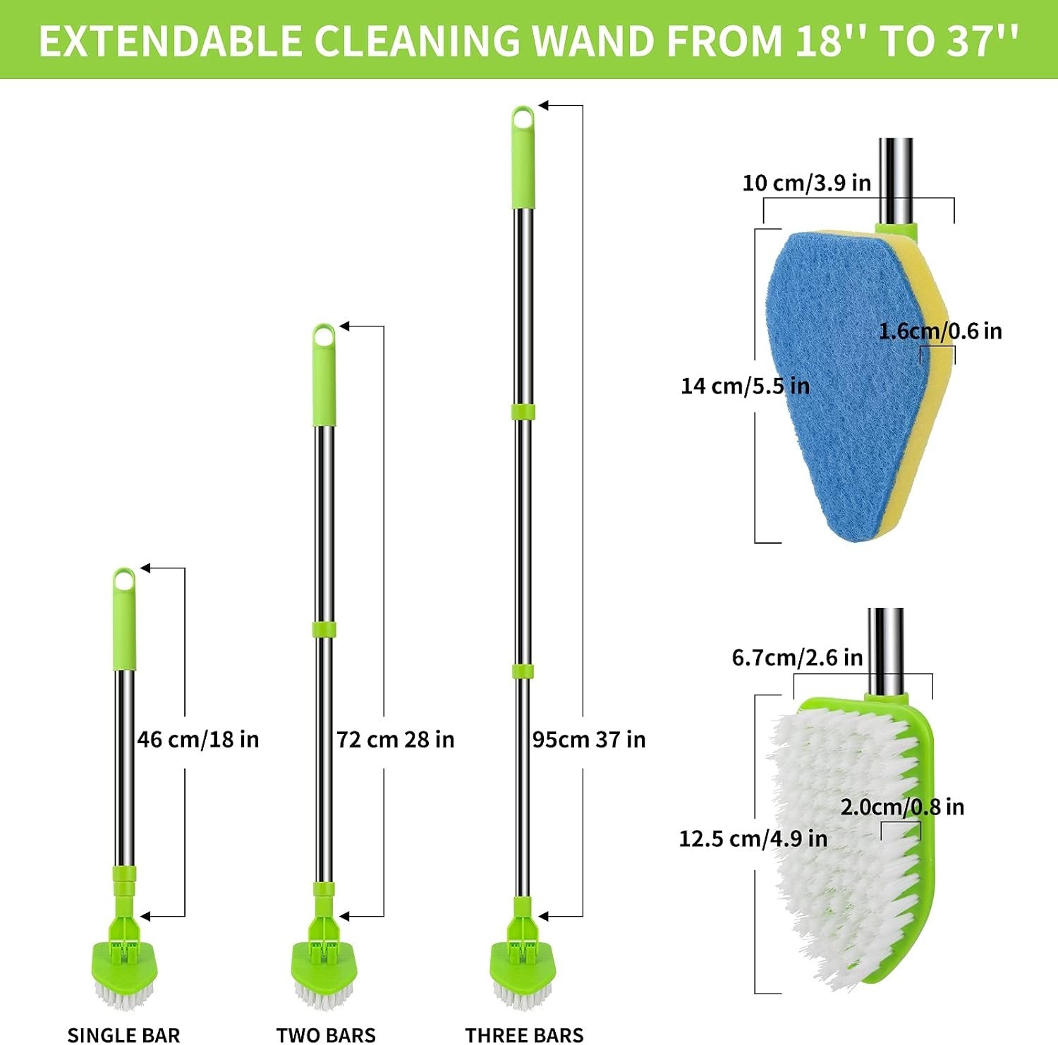 Scrub Cleaning Brush with Long Handle 35” – Extendable Floor Scrubber with 1…