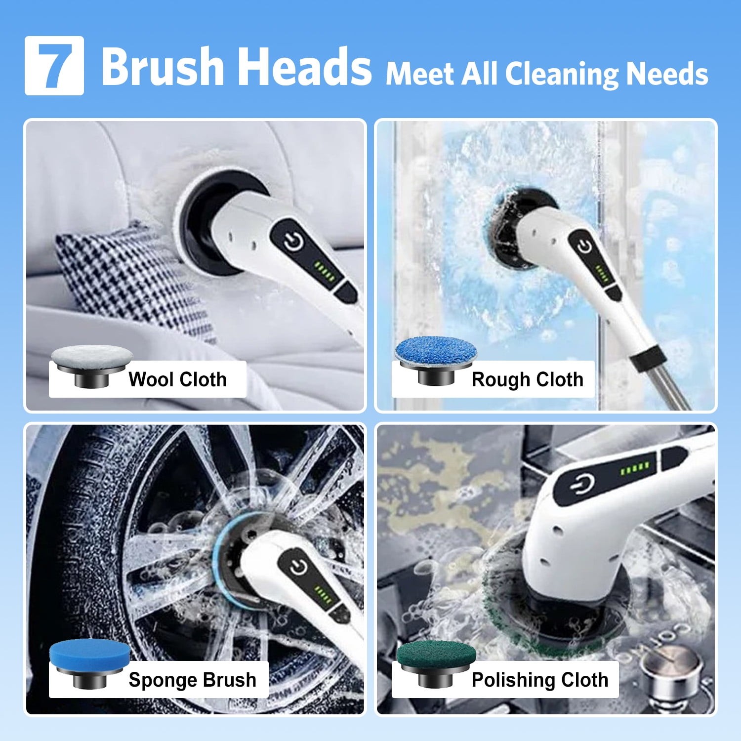 Electric Spin Scrubber, Cordless Bath Tub Power Scrubber with Long Handle & 7…
