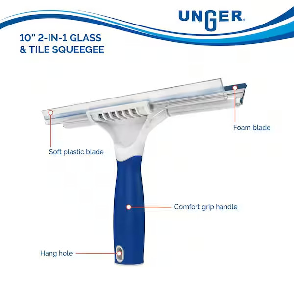 10 Inch Glass and Tile Squeegee Dual Blade Bathroom Shower Cleaner Tool