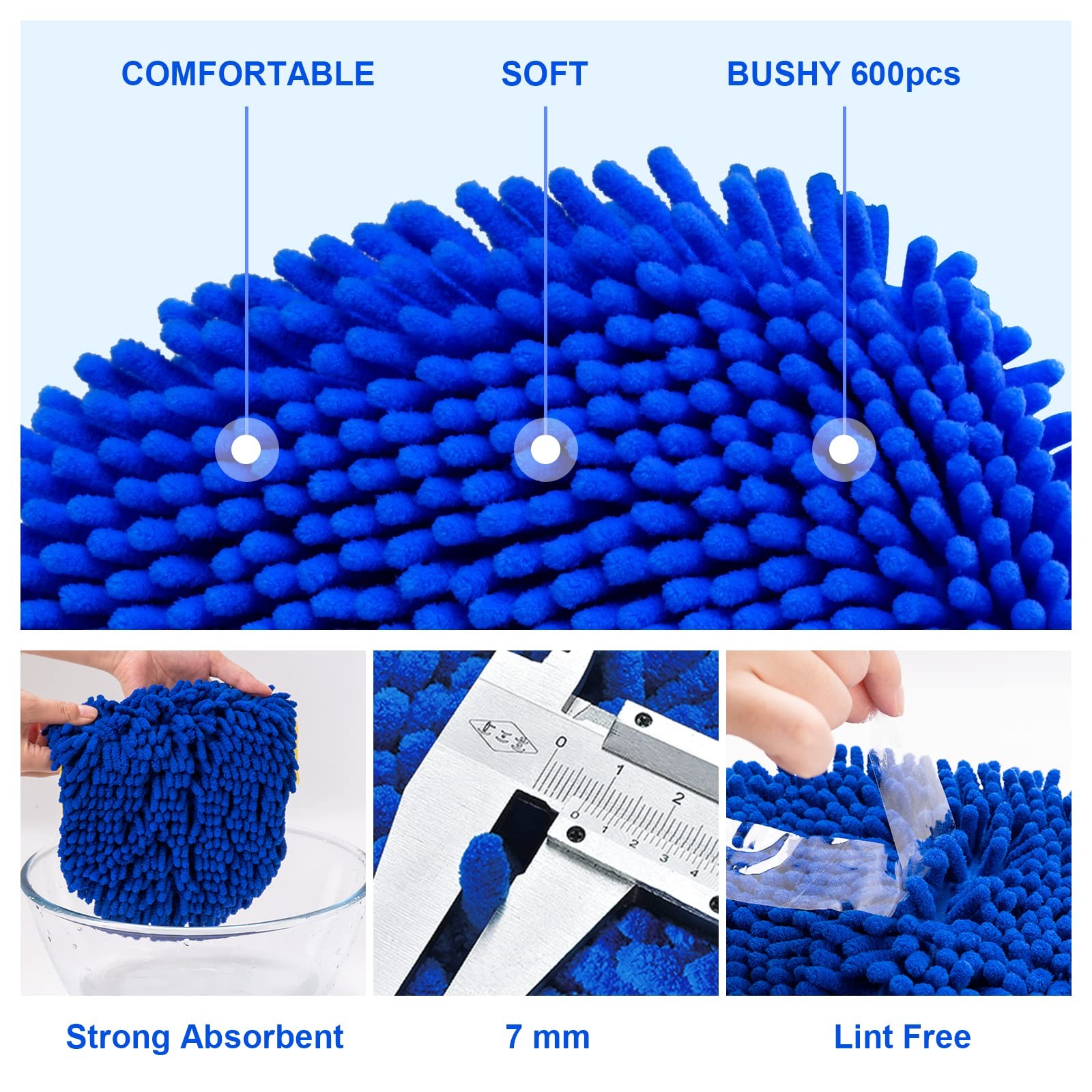 62″ Car Wash Brush Kit Mitt Mop Sponge with Long Handle Chenille Microfiber C…