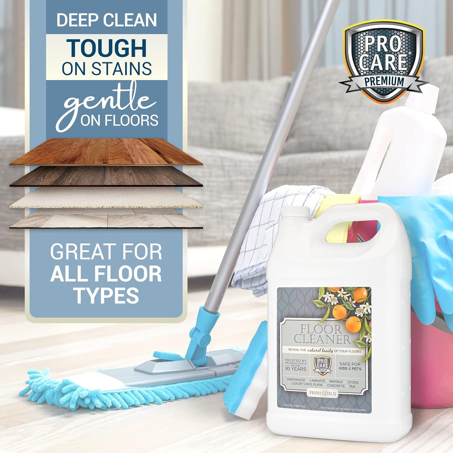 Floor Cleaner (Made in USA) | Streak-Free Cleaner for Tile, Stone, Laminate, Vin
