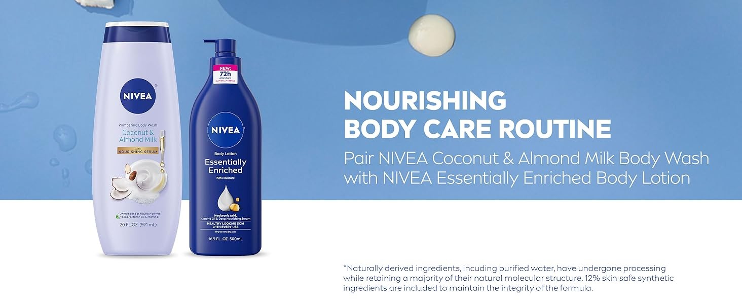 Pampering Coconut and Almond Milk Body Wash with Nourishing Serum, Body Wash for