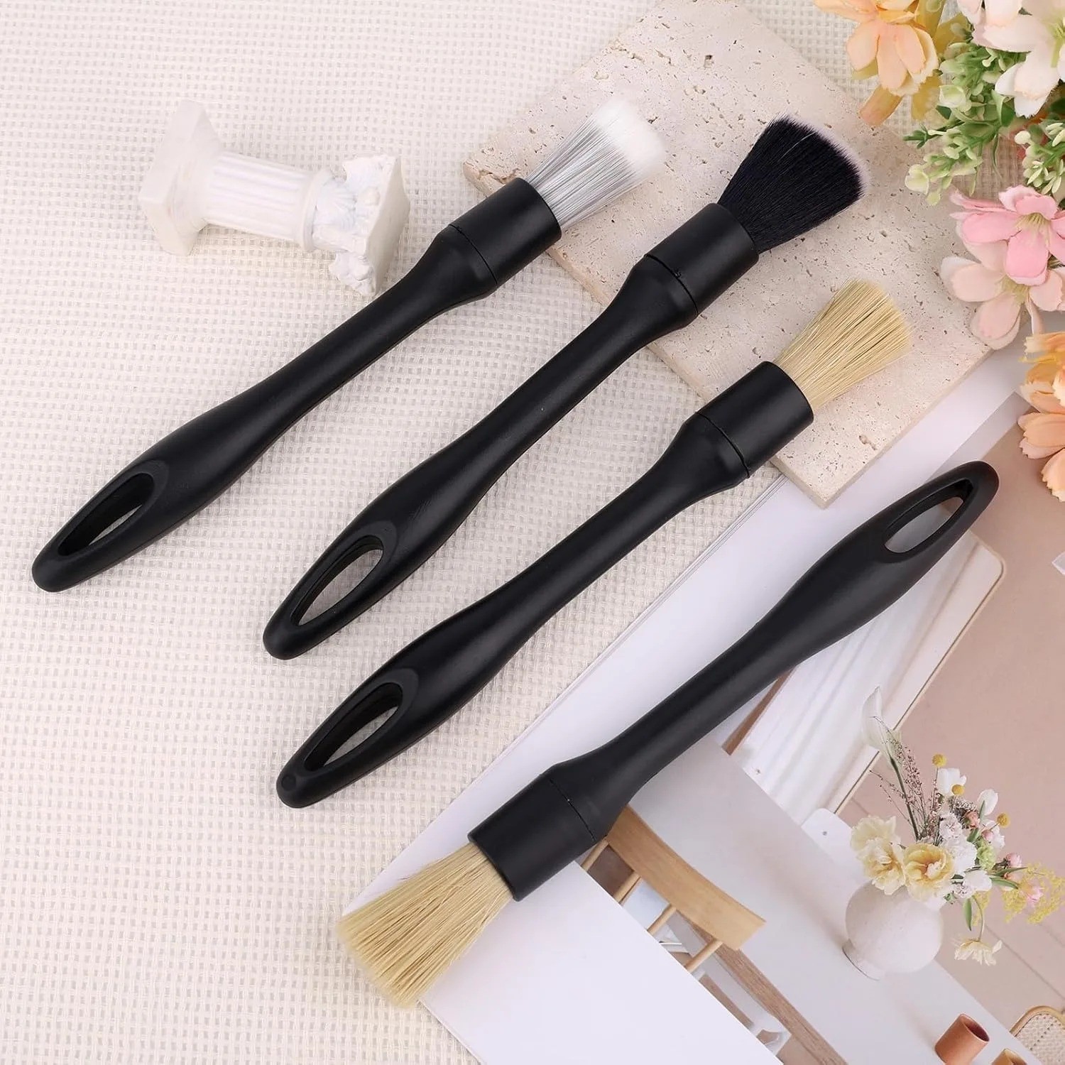 5PCS Car Detailing Brush Set Boars Bristle Auto Interior Exterior Cleaning Tool