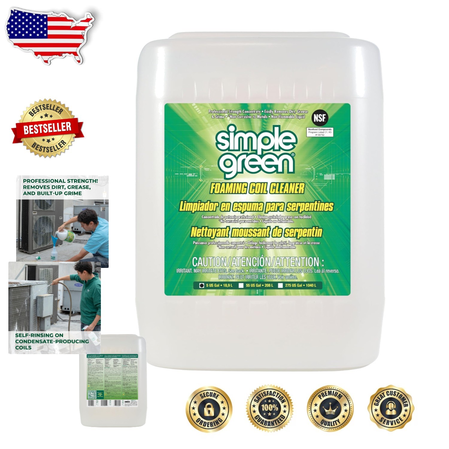 Professional 5 Gal Foaming Coil Cleaner HVAC Refrigerator Degreaser