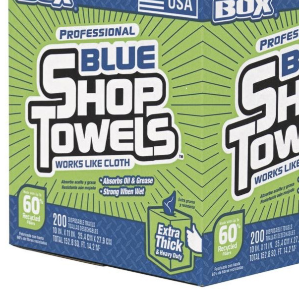 Shop Towels Tool Box Big Grip Bucket Brand Blue Hand Disposable 200 Count Refill