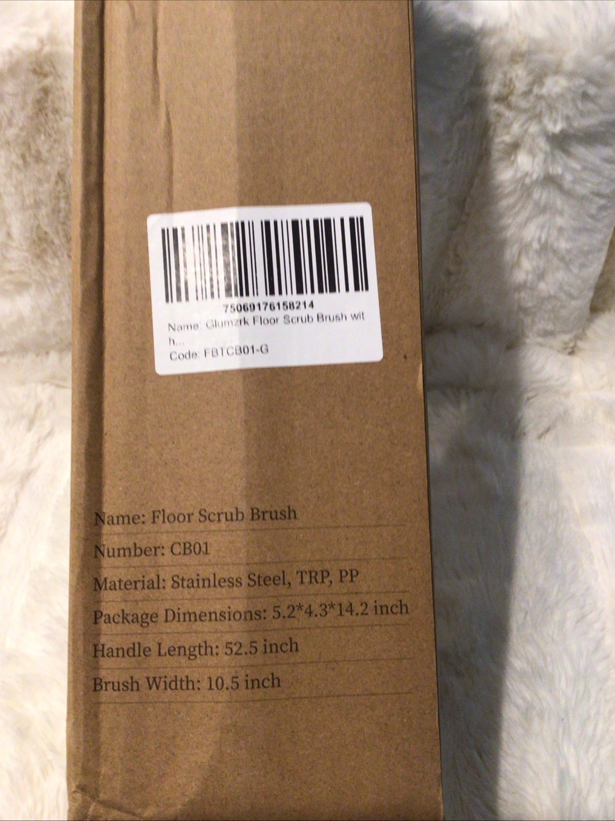 GLUMZRK FLOOR SCRUB BRUSH WITH 10.5” BRUSH 52.5” HANDLE