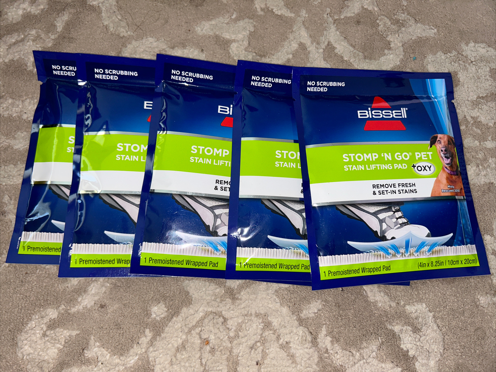 Bissell Stomp ‘n Go Pet Stain Lifting Pad+ OXY 5 Pack New Sealed.