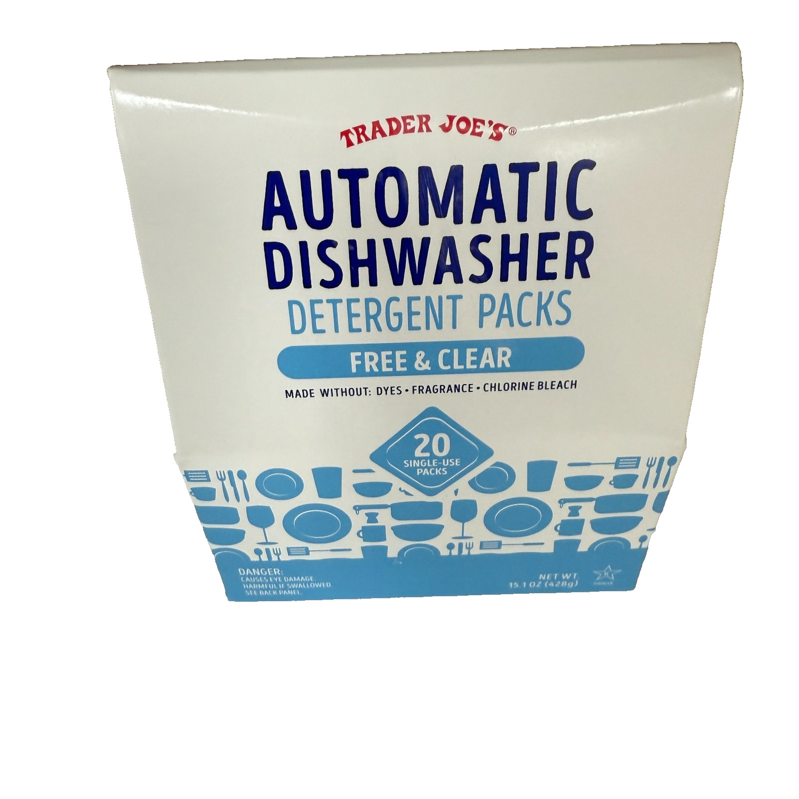 1X Trader Joe’s Free and Clear Automatic Dishwasher Detergent Packs 20 Pieces