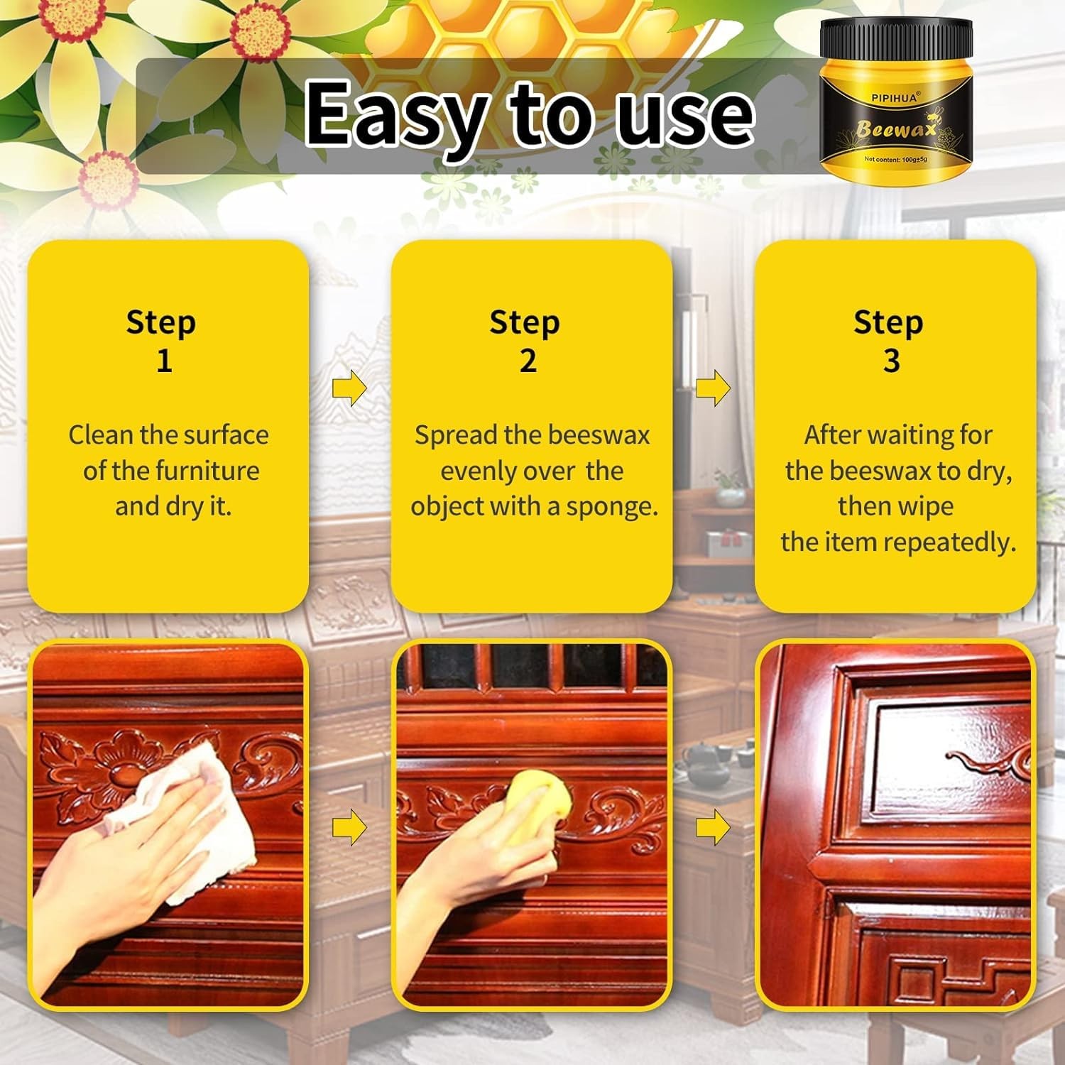 Beeswax Polish and Conditioner for Wood Furniture – Waterproof & Restorer Woo…