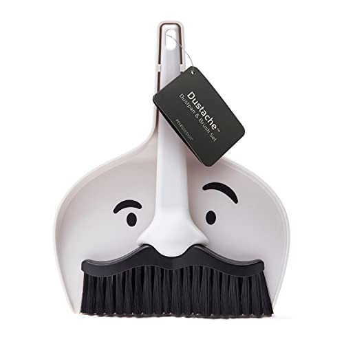 Mini Mustache Dustpan and Brush Set – Small Broom for Home & Travel Cleanup