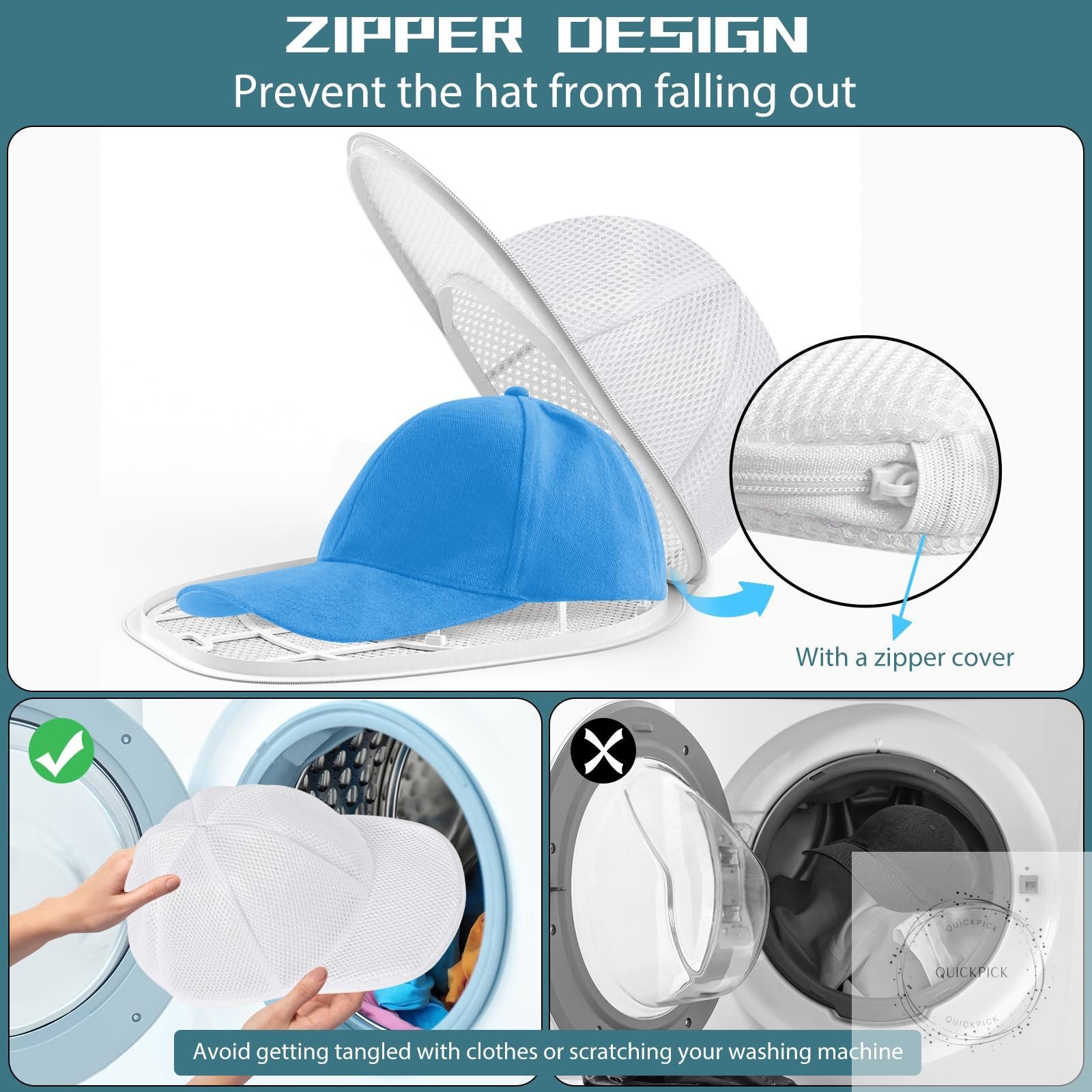 Hat Washer for Washing Machine,Hat Cleaner for Baseball Caps with Frame Cage and