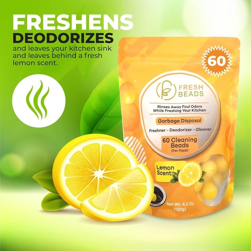 60 Bead Cleaner Capsules Sink Deodorizer Garbage Disposal Odor Eliminator Safe
