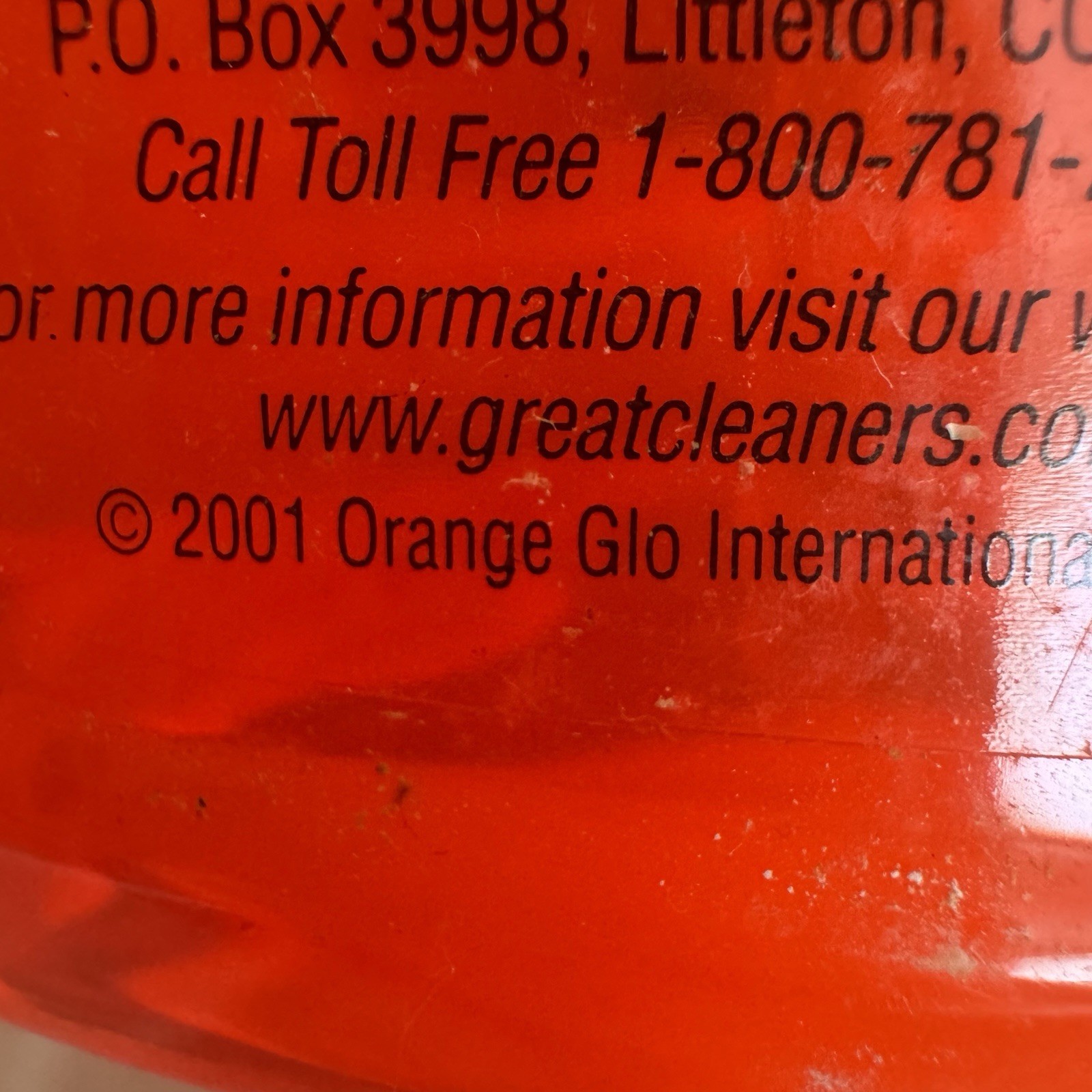 ORANGE Glo CLEAN Original Tough Acting Degreaser Cleaner Movie Prop Half Full