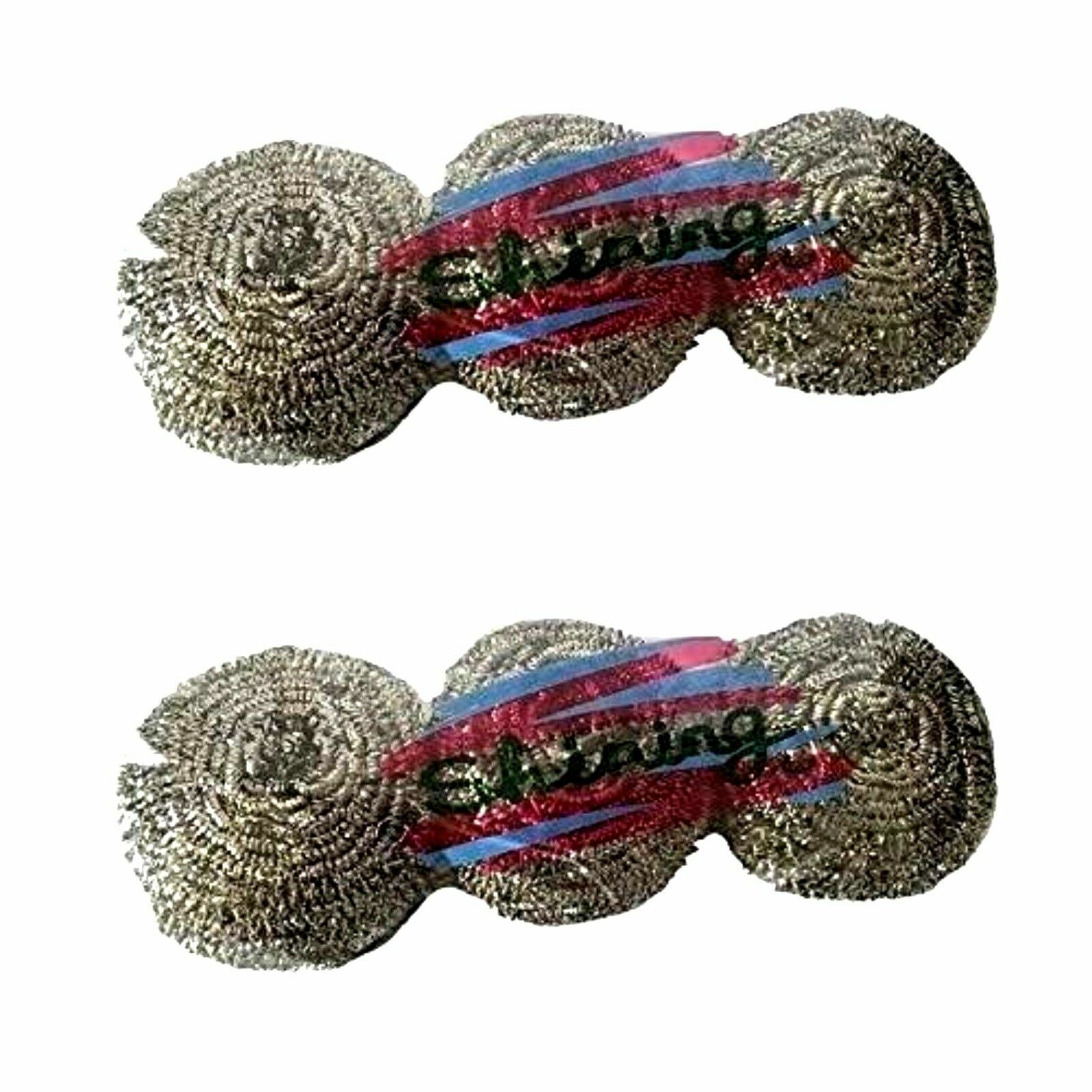 2 X 3 Pieces Shining Stainless Steel Sponges Scrubbers Scouring Pads Total 6 pcs