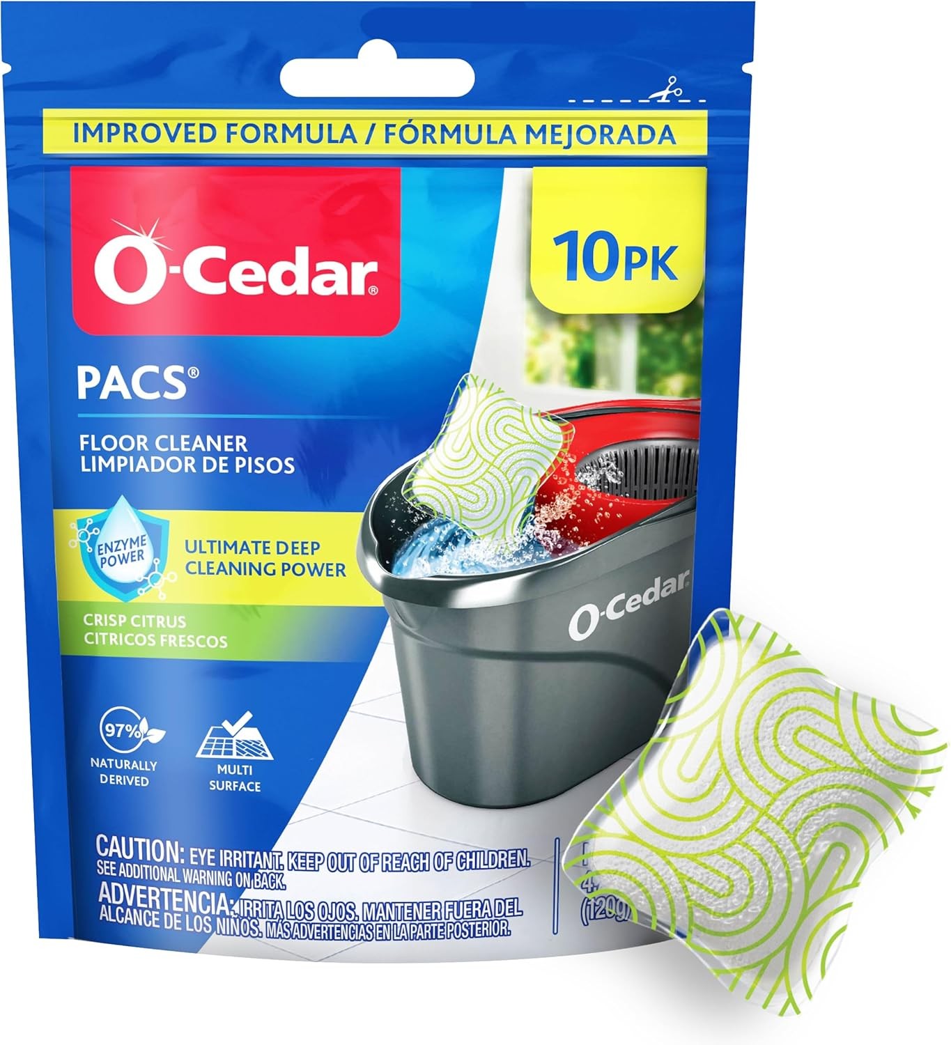 O-Cedar PACS Hard Floor Cleaner Crisp Citrus 10 Count