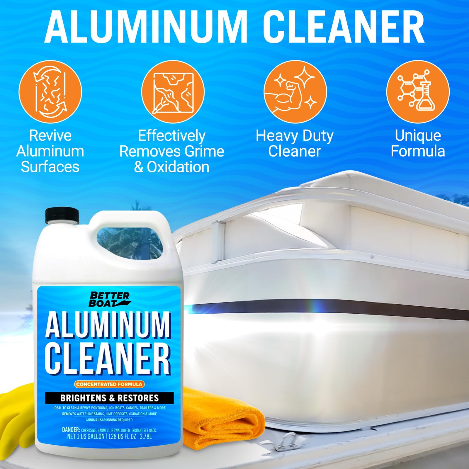 Better Boat Aluminum Cleaner and Brightener Restorer, Removes Stains and Oxid…