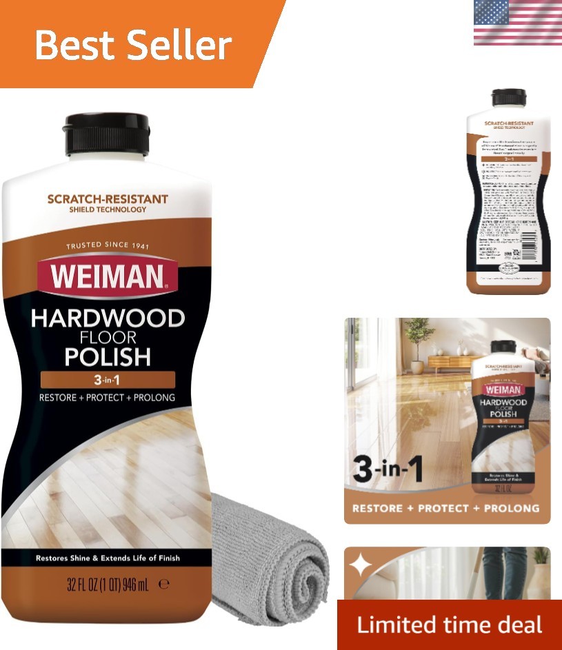 Wood Floor Polish and Restorer 32 Oz Bundle – High-Traffic Hardwood Floor, Na…