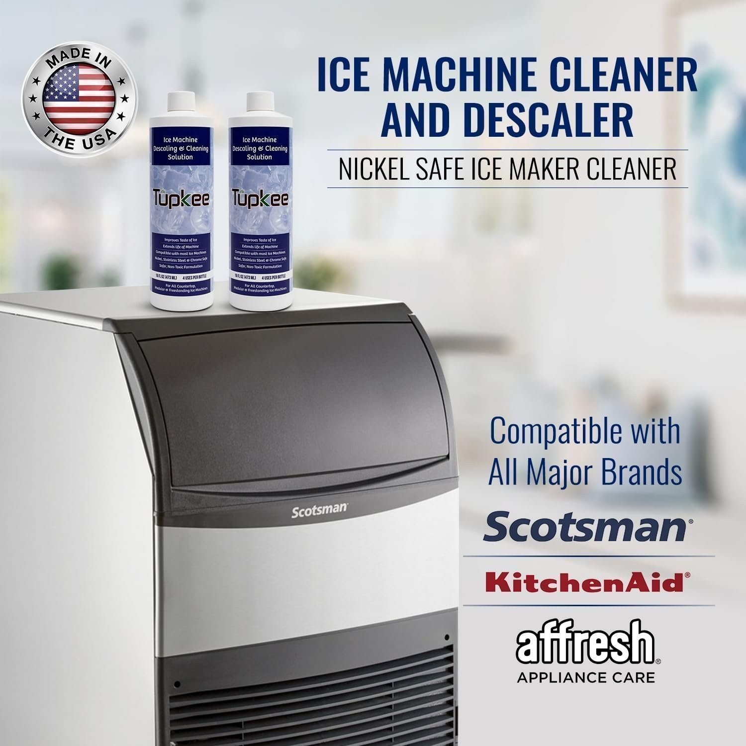 Tupkee Ice Machine Cleaner Nickel Safe, 16oz Ice Maker Cleaner, Universal 3 Pack