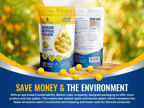 Garbage Disposal Cleaner and Deodorizer Drops- [[50-Count]] Lemon Zest Scente…