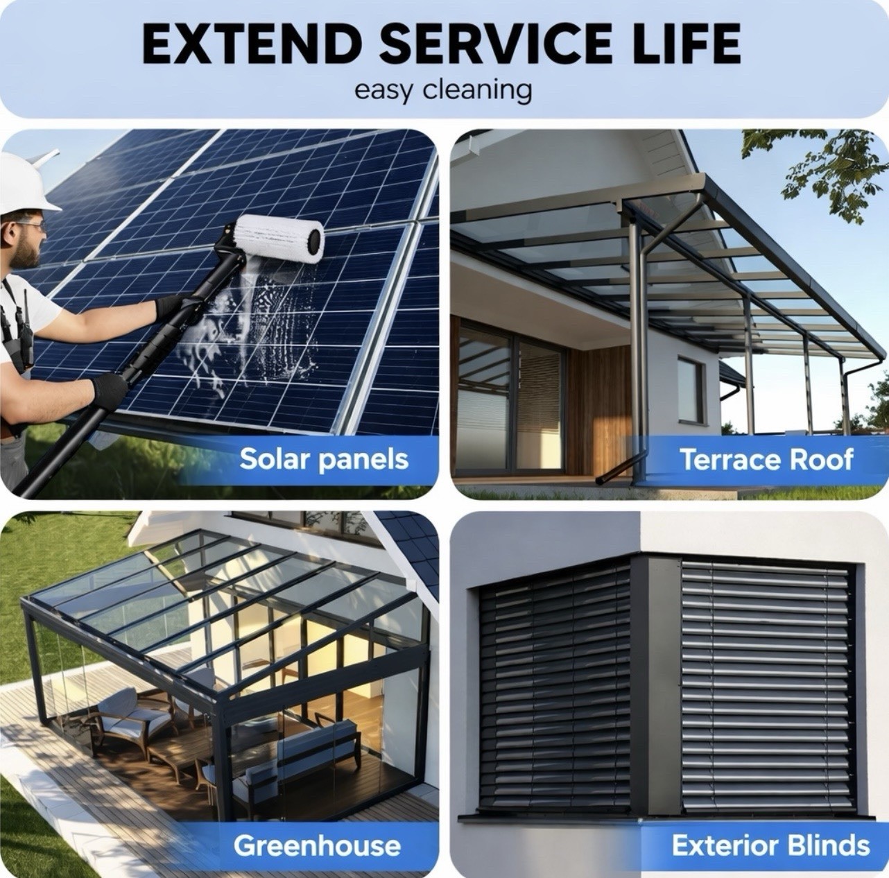 Solar Panel (rechargeable) Electric Cleaning Brush, Greenhouse Brush