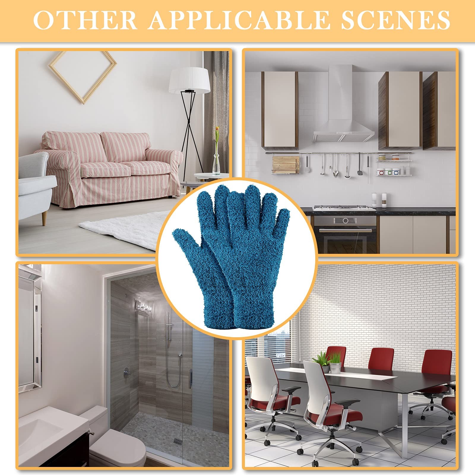 Patelai 3 Pairs Microfiber Plant Dusting Medium, Dark Blue, Gray, Khaki