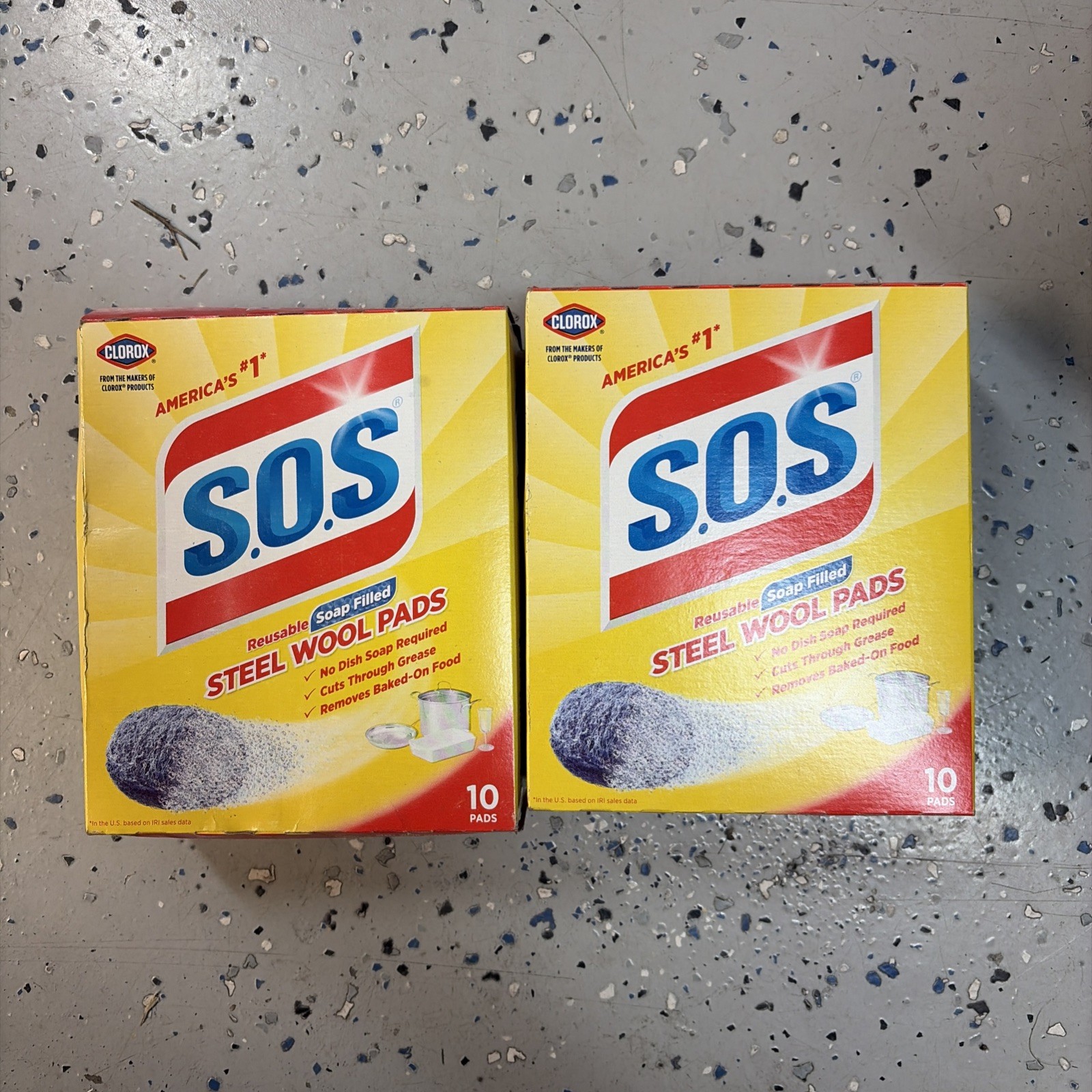 Pack of 2 SOS Pads Steel Wool Soap Pads Removes Tough Mess Eliminate Soap Scum