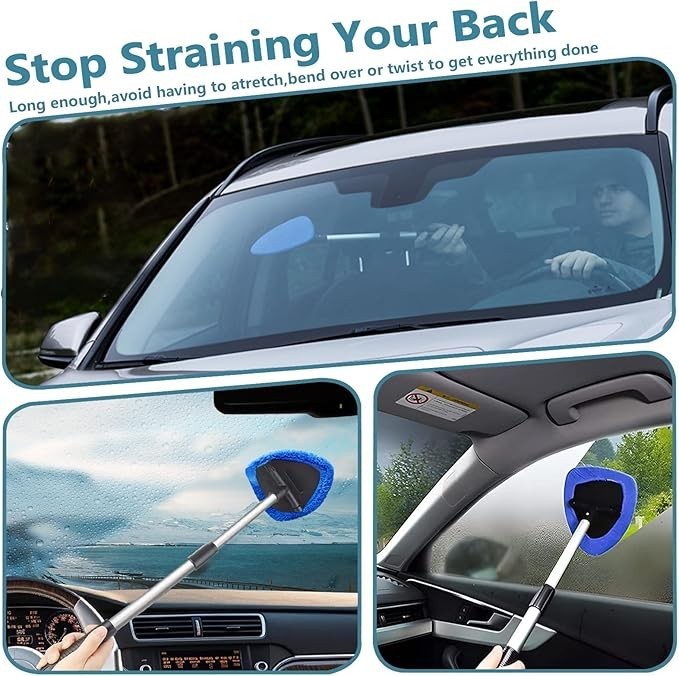 Car Windshield Cleaning Tools Expandable Car Window Cleaner kit with 4 Reusab…