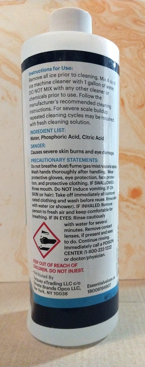 Essential Values Ice Machine Cleaner & Descaler Odorless Tasteless – 16 fl oz