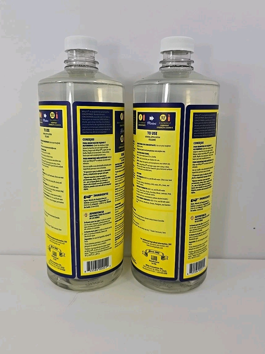 2 Whip-It Plant Derived Multi Purpose Stain Remover&Cleaner Concentrate 32 fl oz