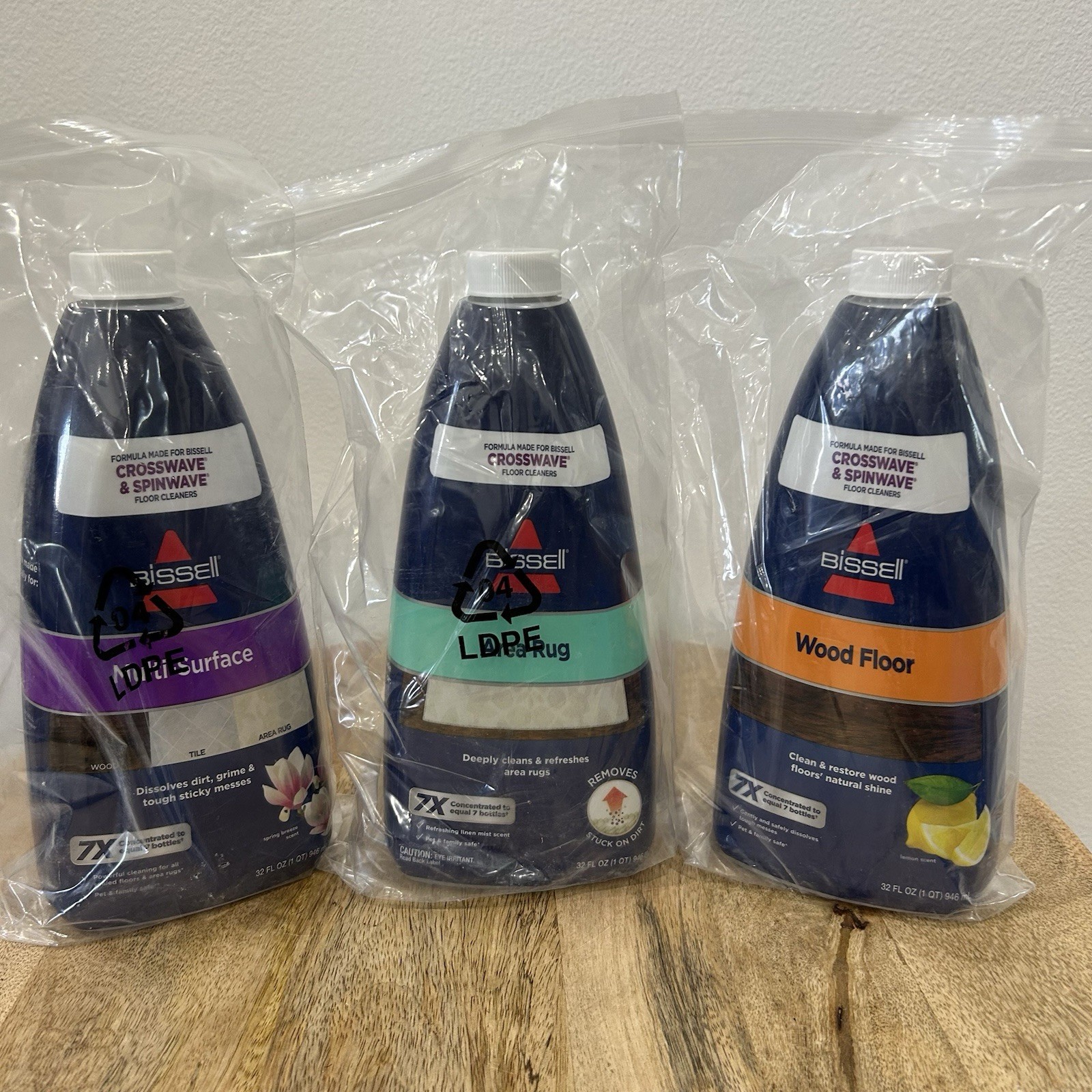 Bissell Hard Floor Multi-Surface LOT of 3 Crosswave Spinwave 32oz Liquid Cleaner