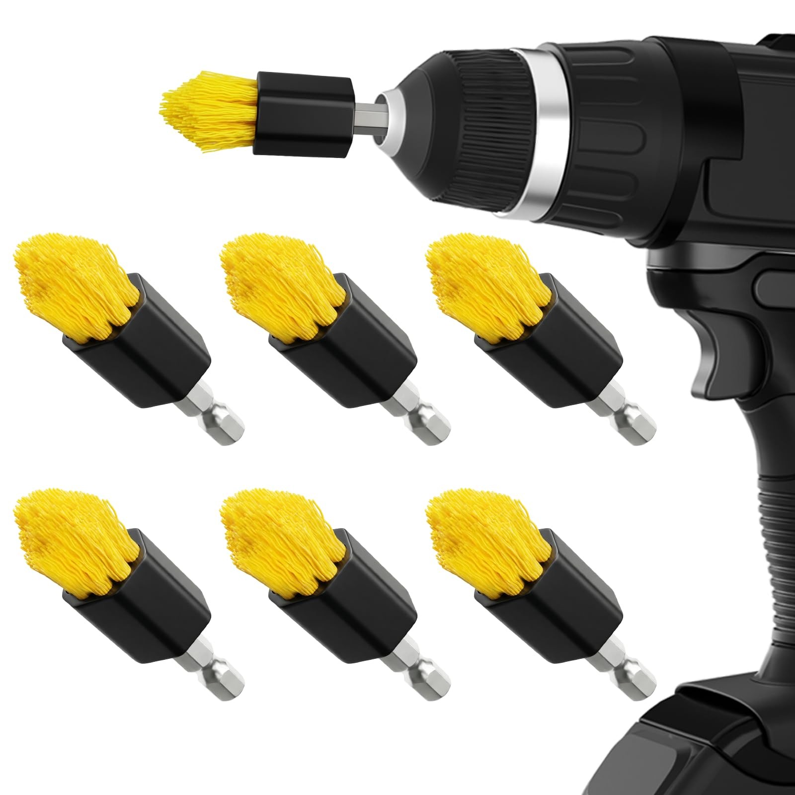 6 piece Drill Brush with Multi-Purpose & Grout Head,Crevice Cleaning Brush，3/…