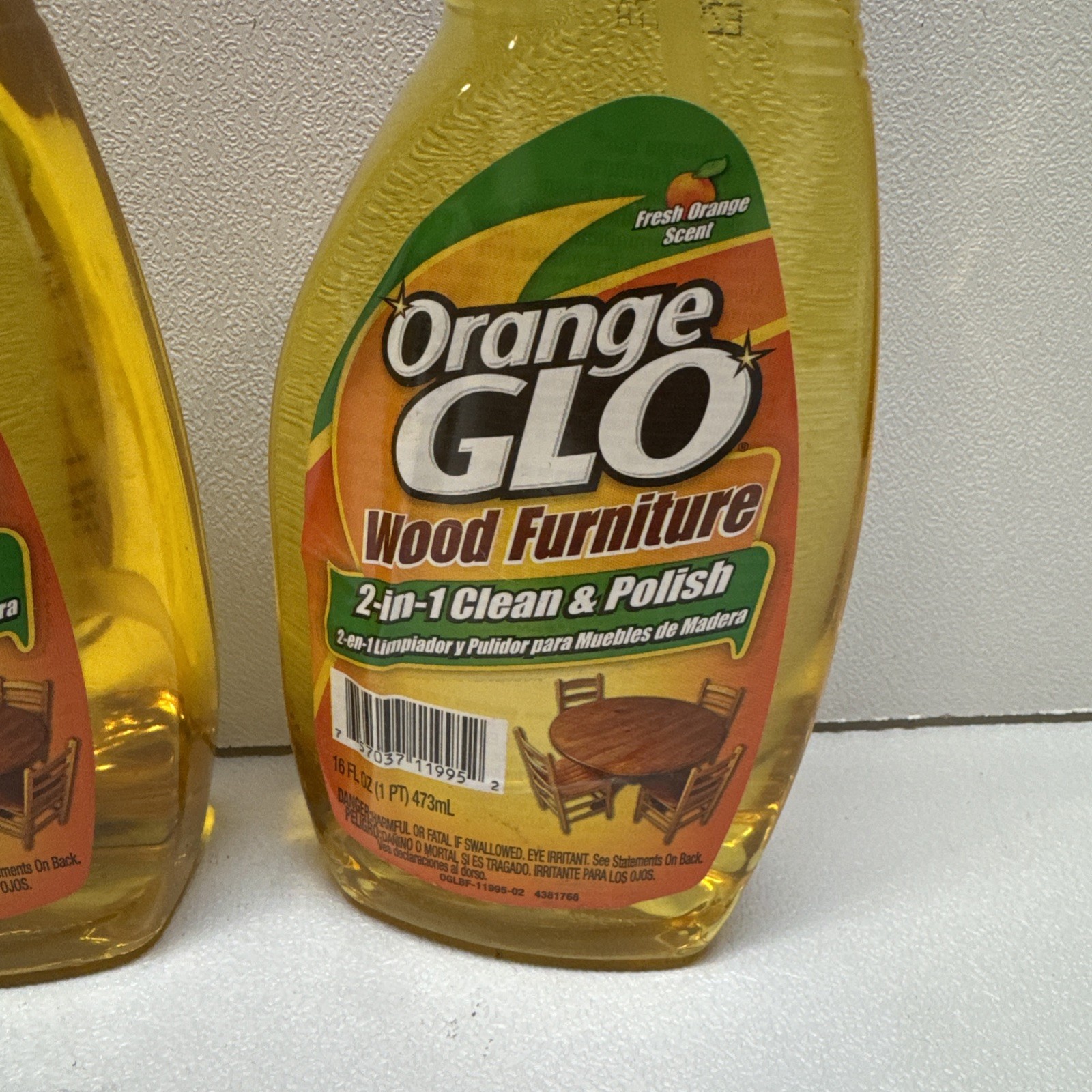 Orange Glo Wood Furniture 2-in-1 Clean & Polish, 16 oz. Lot Of 2