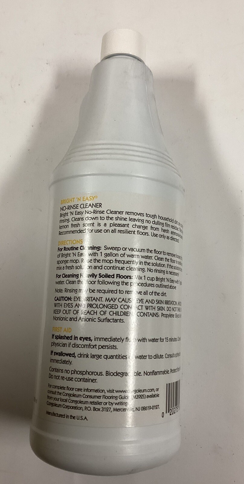 Congoleum Bright N Easy No Rinse Cleaner