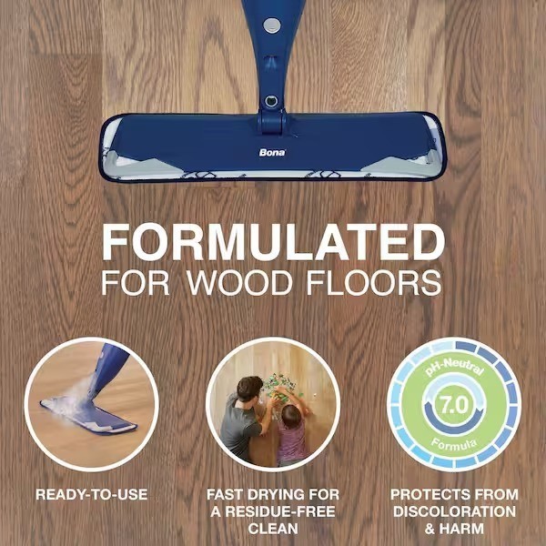 Bona 34 oz. Hardwood Floor Cleaner Refill Cartridge Residue-Free, Natural Shine