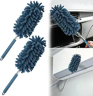 2Pcs Car Interior Duster with Extension Pole Soft Dash Vent Dusting Detailing Wa
