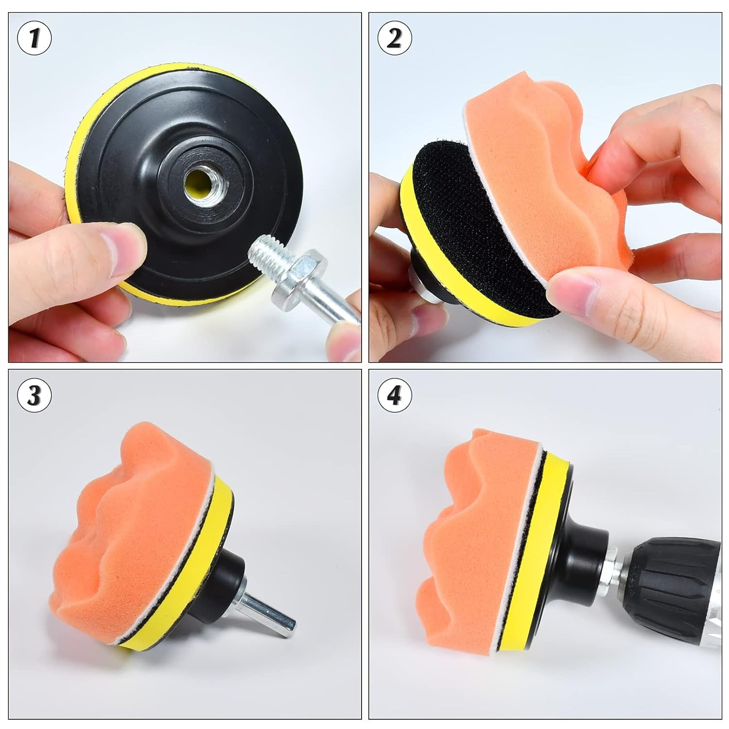14 PACK 4INCH Car Foam Polishing Buffing Kit,Polishing Buffing Pads,Wool Pads