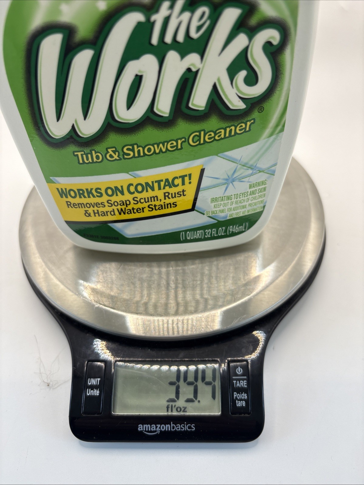 THE WORKS Tub Shower Cleaner Trigger Spray 32 oz Soap Scum Rust 1 Full, 1 Used