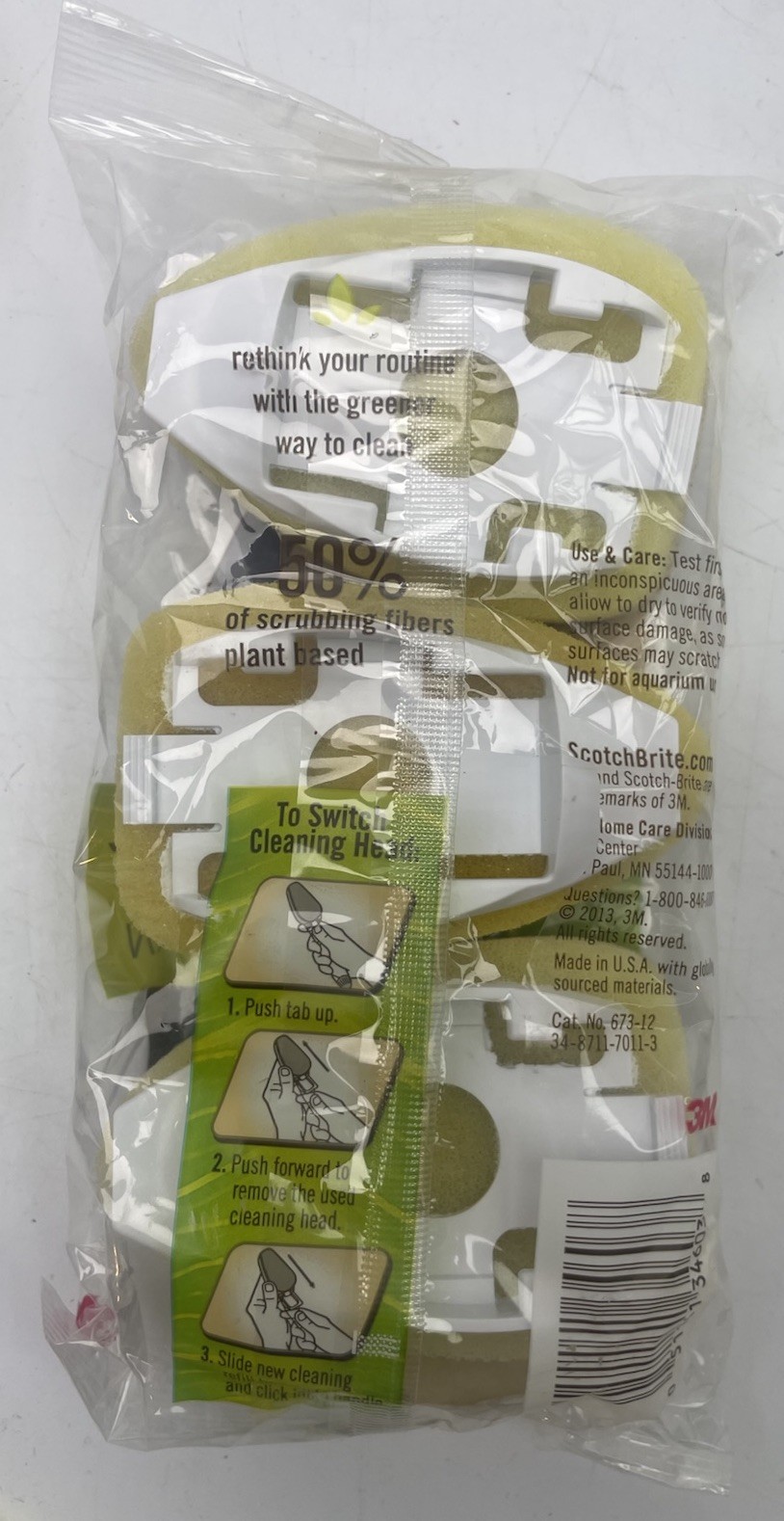⭐ NEW 2013 Scotch-Brite Greener Clean Non-Scratch Dishwand Head Refill 3 pack ⭐