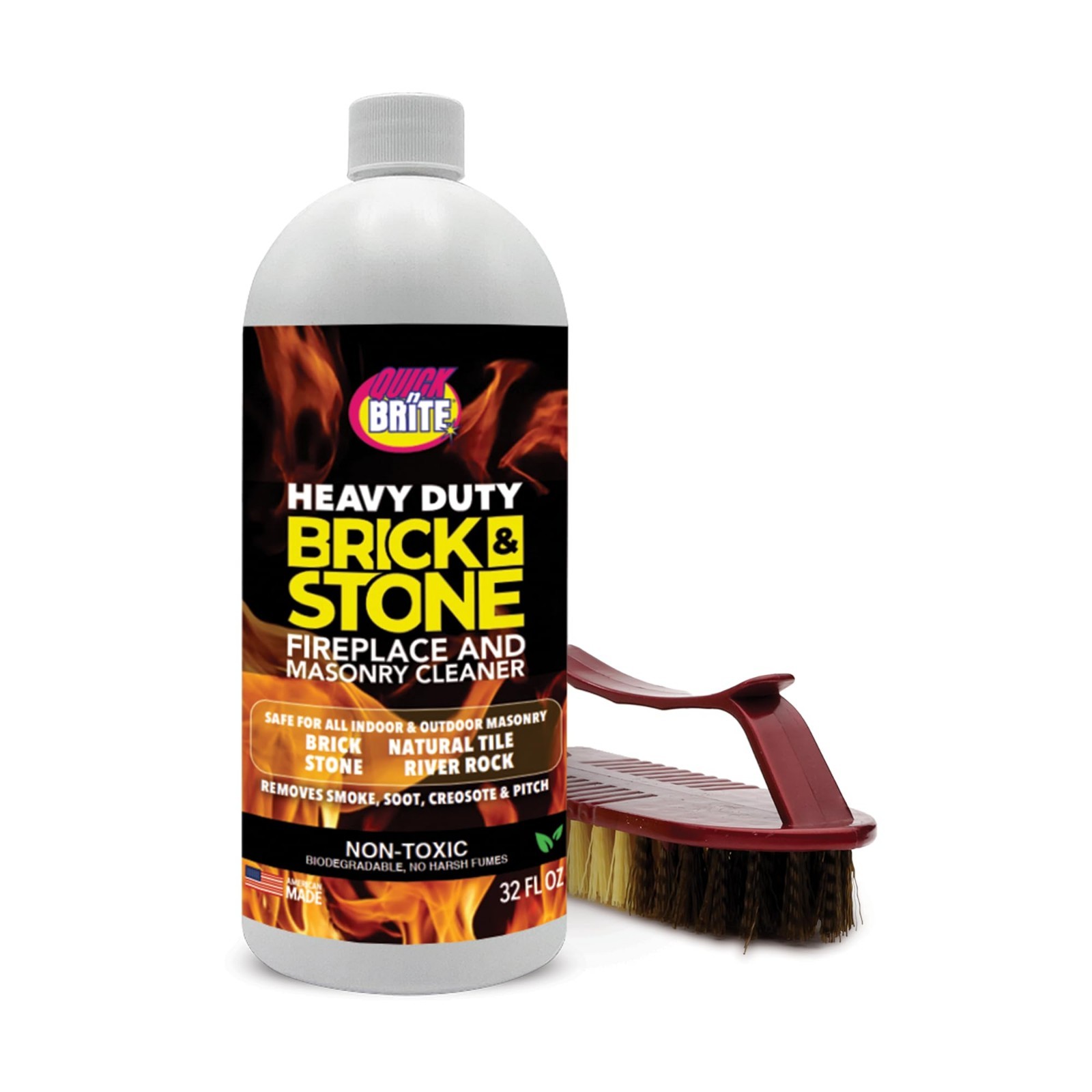 Fireplace & Stone Cleaner 32oz with Scrub Brush – Natural Tile & Marble Cleaner