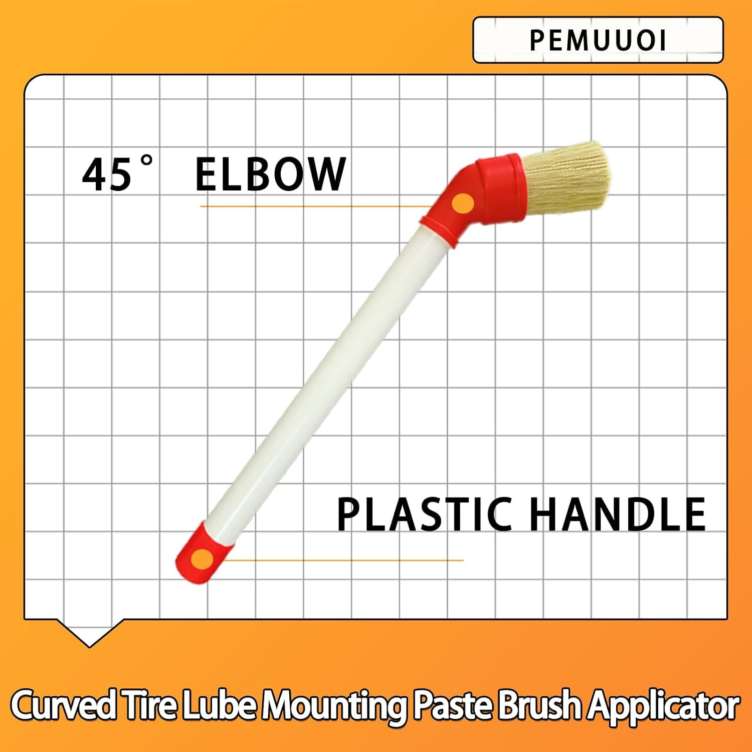 Tire Lube Brush Applicator Swab (4-Pack),11″ Plastic Handle and 45° Angled Desig