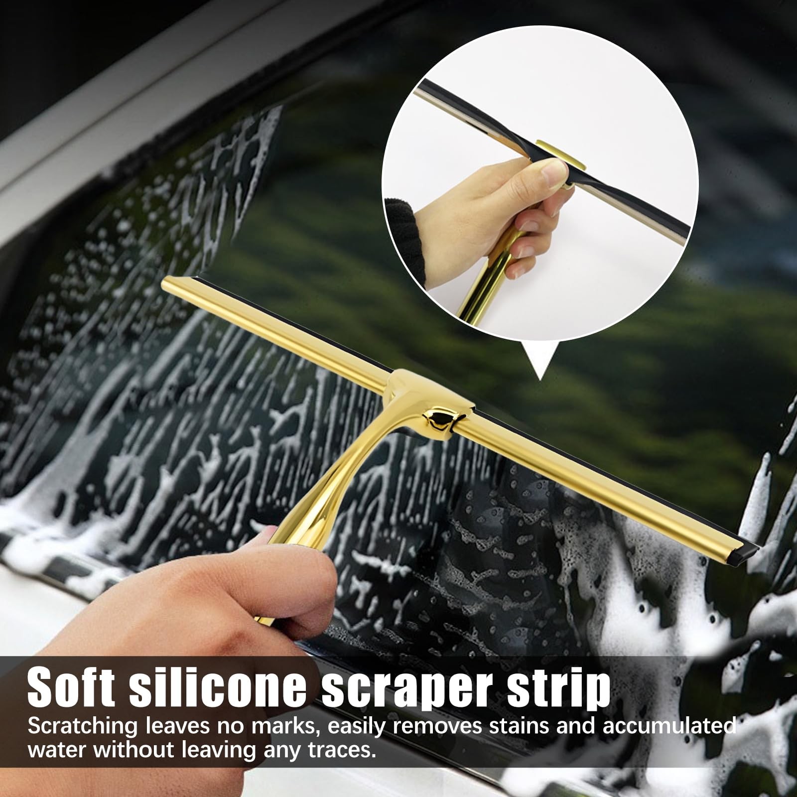 Squeegee for Shower Glass Door, All-Purpose Stainless Steel Squeegee with Adh…