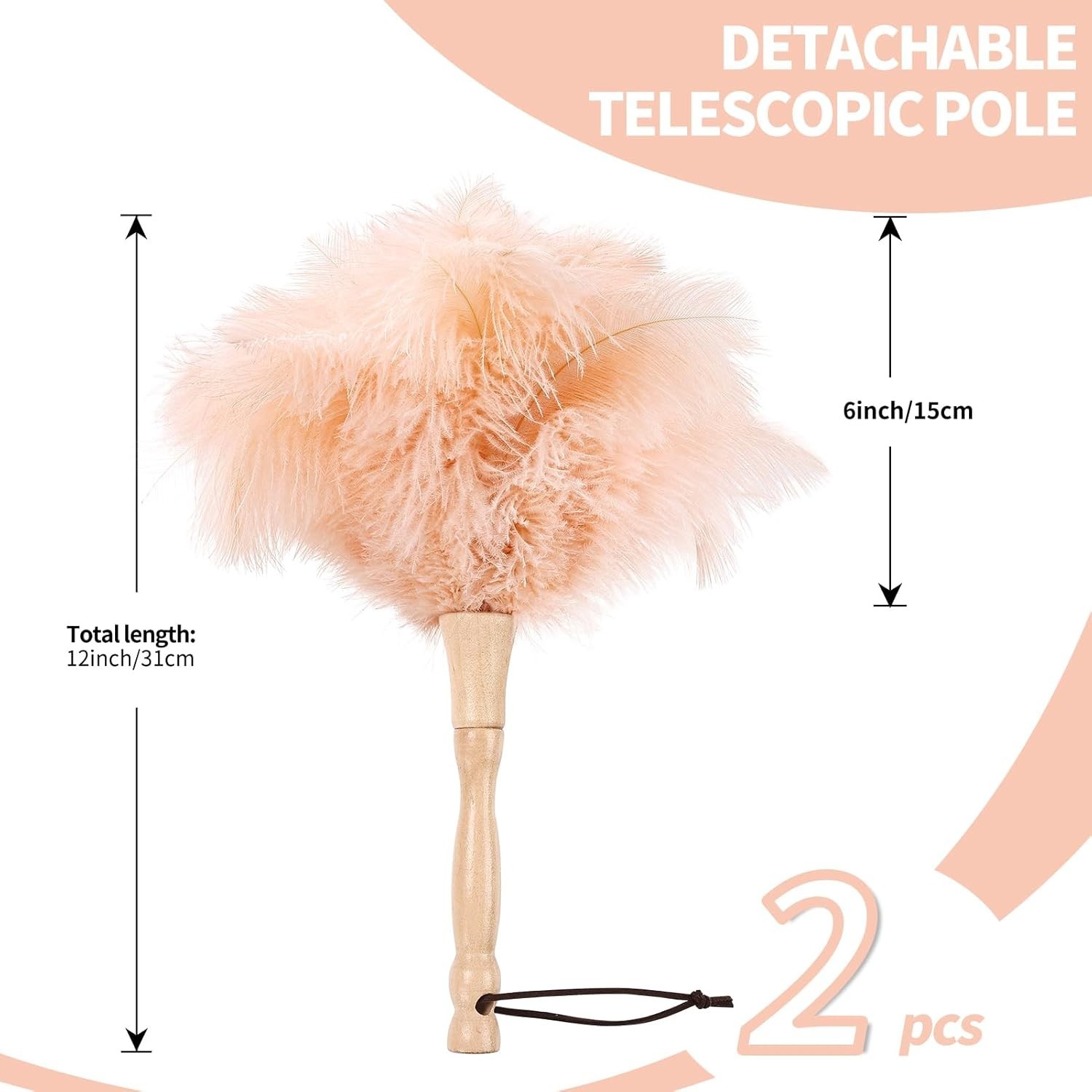 Natural Ostrich Feather Duster 12 Inch – Gentle Cleaning for Delicate Surfaces
