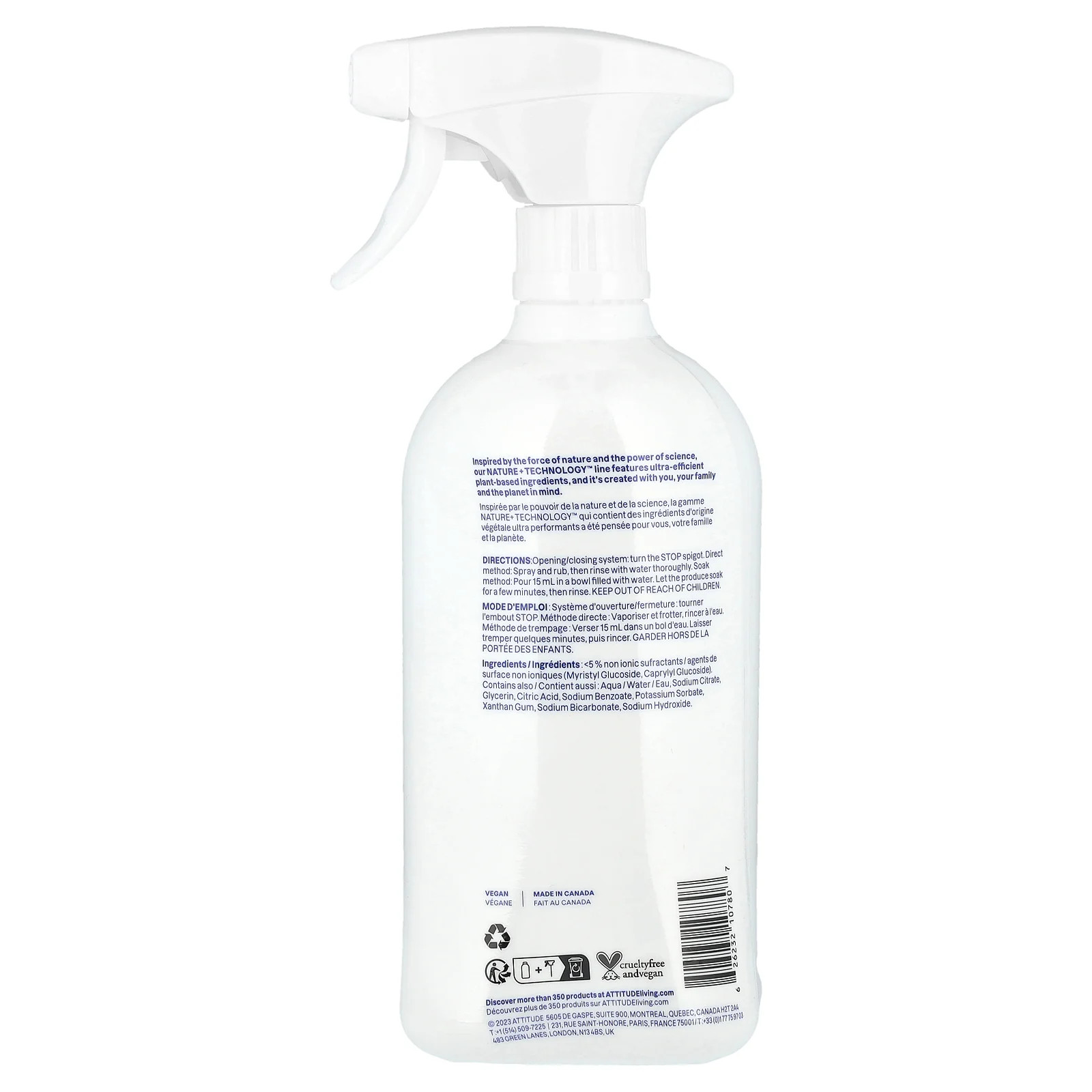 Fruit & Vegetable Wash, Unscented, 27.1 fl oz (800 ml)