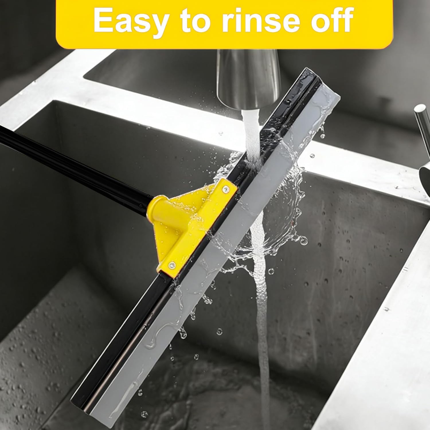 Heavy Duty Floor Squeegee with 50.8″ Metal Long Handle for Concrete, Tile, Ba…