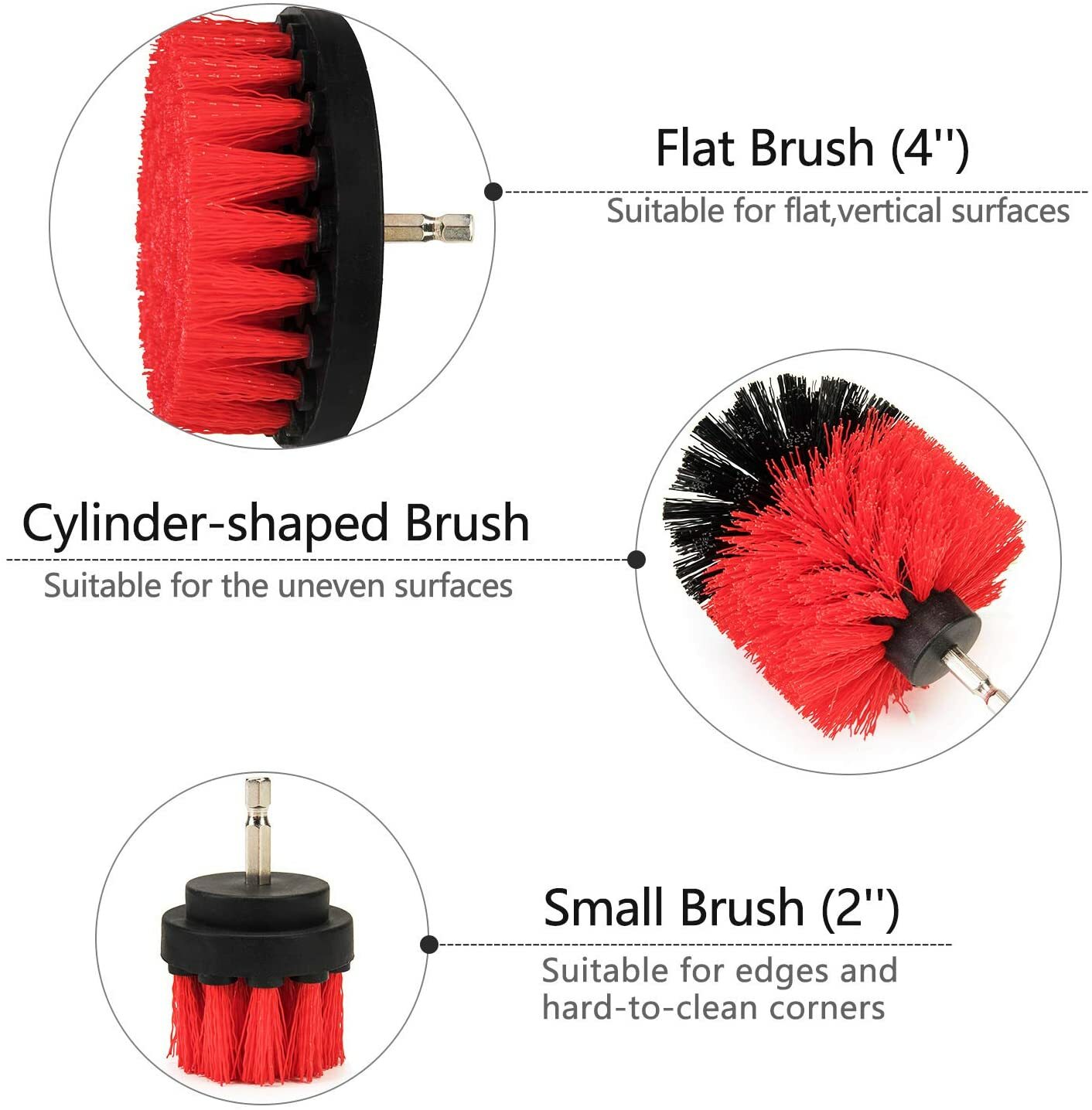 3PCS Drill Brush Power Scrubber Drill Attachments For Carpet Tile Grout Cleaning