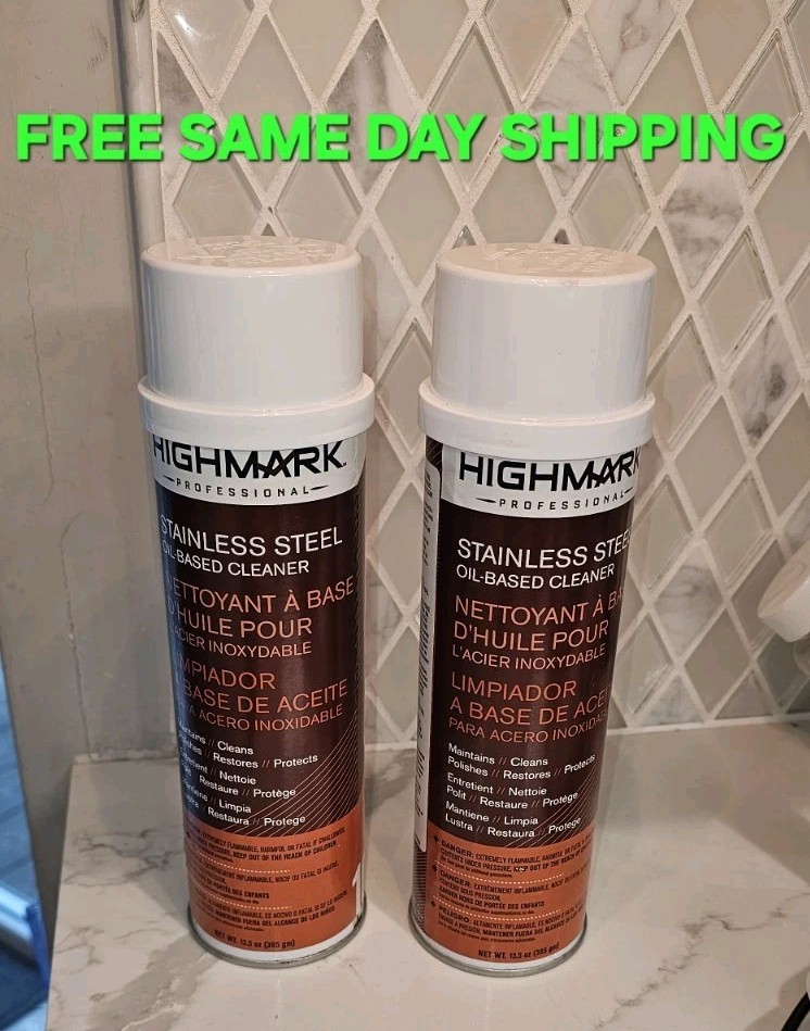 LOT OF 2 Highmark Professional Stainless Steel Cleaner Oil Based 13.5oz Spray